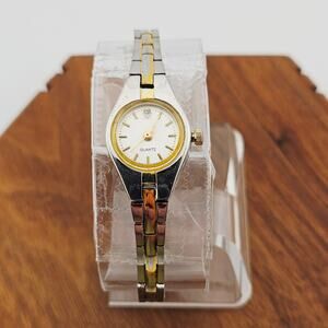 Two Tone Casual Bracelet Watch Thin Link Band Classic Minimalist Everyday Basic